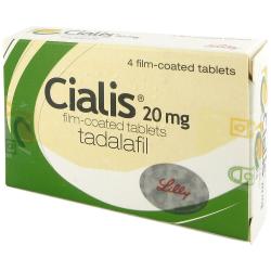 Boks med Cialis 20 mg (Tadalafil), inneholder 4 filmdrasjerte tabletter
