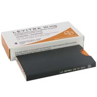 Bayer Levitra smeltetablett 10 mg 4 tabletter forpakning forside innhold boks