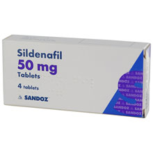 Sandoz sildenafil 50 mg 4 tabletter forpakning forside