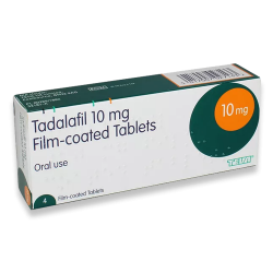 Pakke med Tadalafil 10mg oral filmdrasjerte 4 tabletter