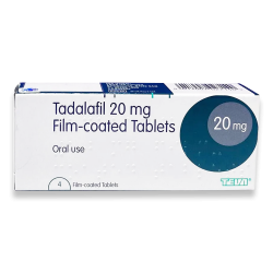 Pakke med Tadalafil 20mg oral filmdrasjerte 4 tabletter
