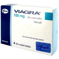Viagra eske med 4 filmdrasjerte tabletter 100 mg