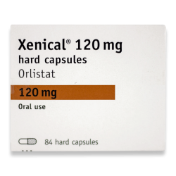 En pakke med 84 Xenical®-kapsler (120 mg orlistat)