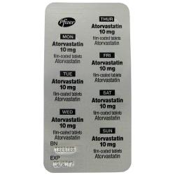 Blisterpakning med Atorvastatin 10 mg tabletter