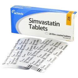 Boks med Simvastatin 20 mg og 28 tabletter i blisterpakning