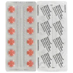 2 blisterpakninger med 12 Malarone filmdrasjerte tabletter, foran og bak