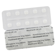 Primolut-N Noretisteron 5 mg 2 blister forside bakside
