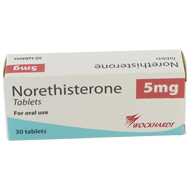 Pakke med 30 Noretisteron 5 mg tabletter