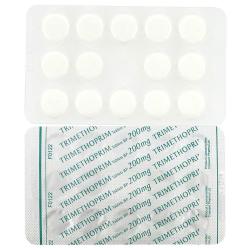 Trimethoprim 200 mg blisterpakning, foran og bak