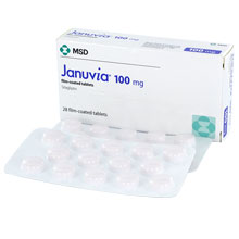 Januvia 100 mg 28 tabletter forpakning forside innhold 2 blister tabletter
