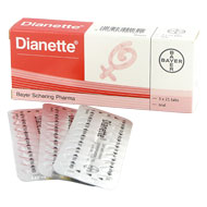 Bayer diane 3x21 oral tabletter forpakning forside innhold 3 blister tabletter