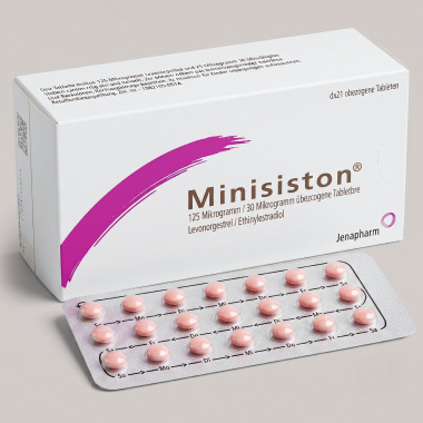 Blisterstreifen mit 21 Tabletten abgebildet mit den Wochentagen